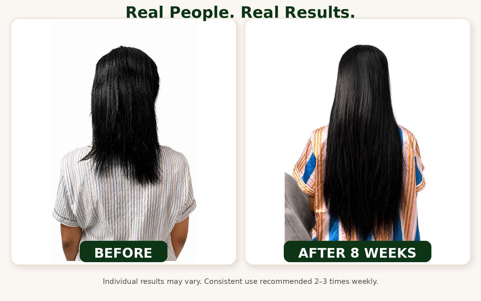 Female hair before and after results